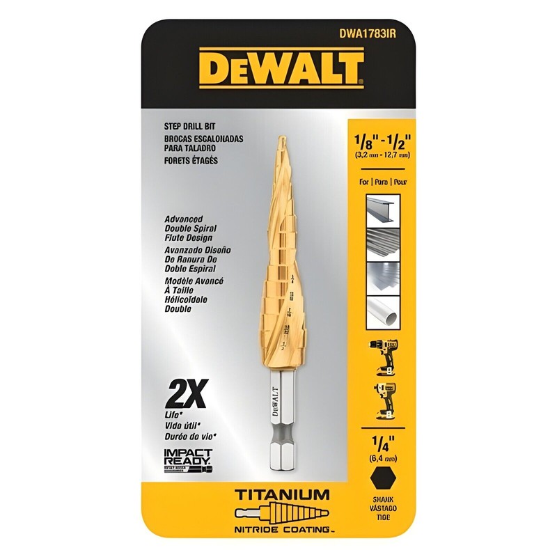 DEWALT DWA1783IR Step Drill Bit, Impact Ready, 1/8-Inch-1/2-I