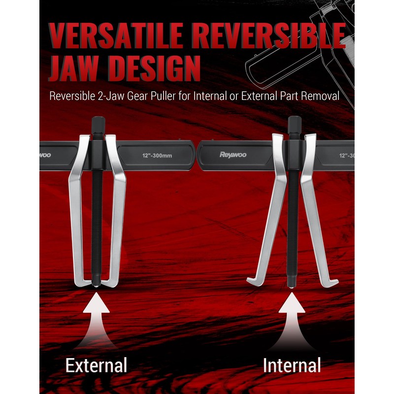 Reywoo 2-Jaw Reversible Gear Puller for External (11.6" Max) &