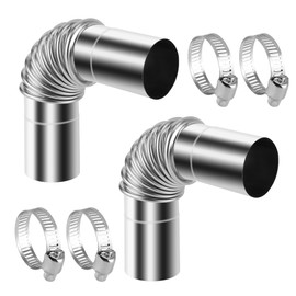 Pack of 2 25 mm Stainless Steel Exhaust Pipe Angle Connector with 4 Stainless Steel Safety Clips - Diesel Heaters, Generator Tight Connection Design for Car, Truck & Camping