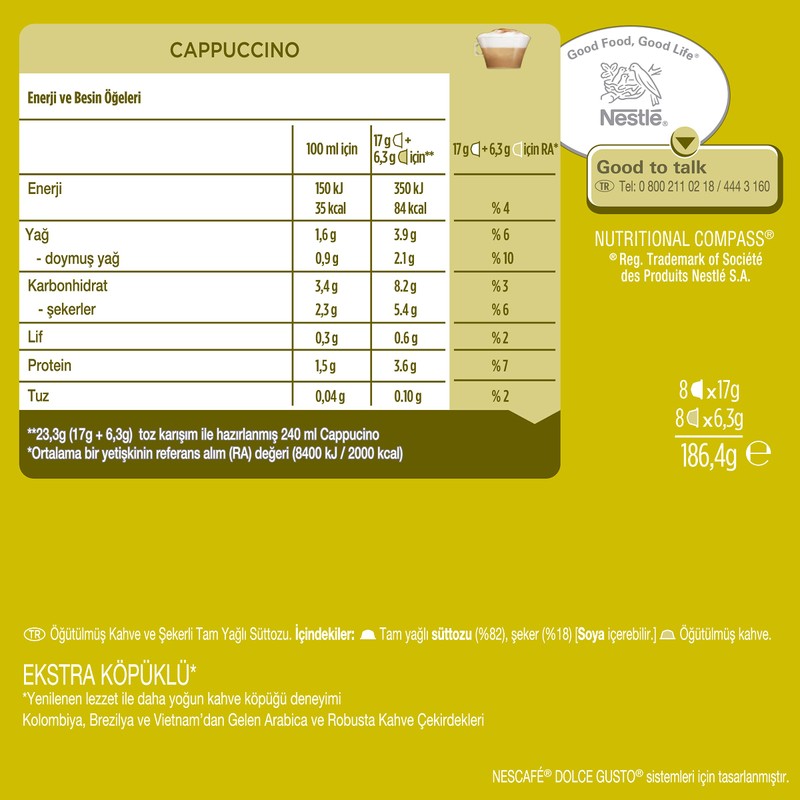 NESCAFÉ DOLCE GUSTO Cappuccino Coffee Capsules Box of 16 servings