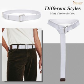 JASGOOD Men Canvas Belt Web Fabric Casual Work Belt with Black D Ring Set of 2(Black+White)