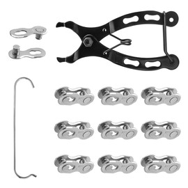 Evponk 10 Pairs 12 Speed Silver Bicycle Chain Magic Links Durable Bike Chain Connectors Carbon Steel Bike Link Plier with Hook for Smooth Riding