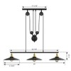WINSOON 3 Light Industrial Pendant Light, Pulley Pool Table Light