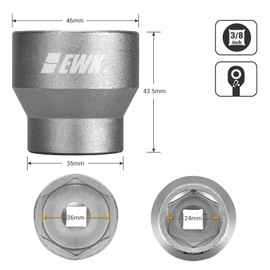 EWK 24 / 36mm Low Profile Oil Filter Socket, Fuel Filter Cap Removal Tool for 6.0L, 6.4L, 7.3L Ford Powerstroke Diesel