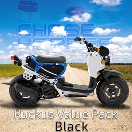 Chase Harper USA 2020 Ruckus Value Pack - 5000 Under The Seat Bag and 105000 Barrel Bag Bundle - Compatible with All Honda Ruckus Model Years - Black Value Pack