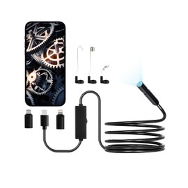 VEVOR Endoscope Camera with Light, 1920P HD Borescope for Android & iOS, 8 LED Lights Inspection Camera with 10FT Semi-Rigid Cable, 2X Zoom, IP67 Waterproof Snake Scope Camera for Auto, Plumbing