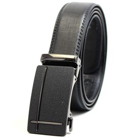 Luminio Lbe88 Men's Genuine Leather Belt, Slide Belt, No Holes, Stepless Adjustable, One-Touch Belt, Auto-Lock Belt, Suit, Plain, Business, Casual, Replacement, Brand, (M Type/Black) Free Up to 49.2