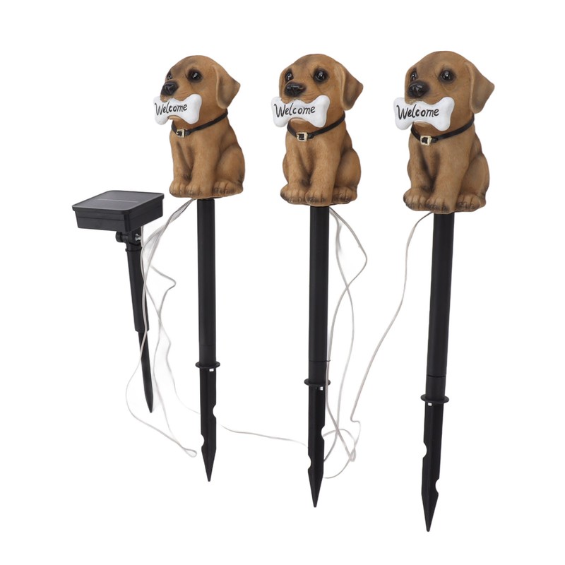 LED Solar Garden Light Puppy Dog Statue Welcome Lamp Solar