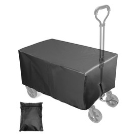 QWORK Waterproof Folding Wagon Cover, Outdoor Garden Cart Rain Cover, 600D Heavy-Duty Fabric, Fits Collapsible Utility Wagon, 38" L x 22" W x 20" H, Black