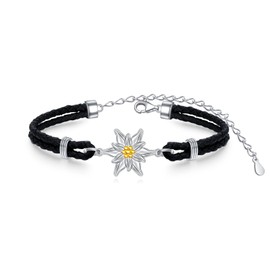 Edelweiss Bracelets for Women Sterling Silver Flower Edelweiss Chain Bracelet Oktoberfest Jewelry Birthday Gifts