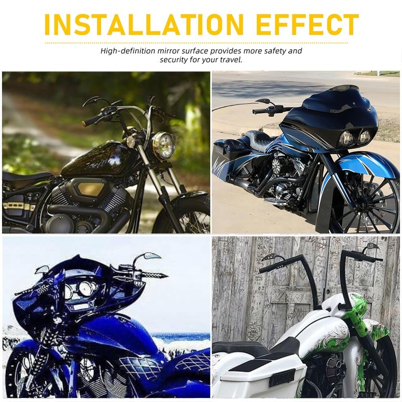 goodfitment M8 M10 Black Motorcycle Mirrors,2Pcs Universal Water Drop Shape