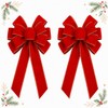 Large Red Velvet Christmas Bows with Gold Edge, 11.4 x