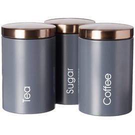 MegaChef Matte Gray Canister Set Collection, 3 Piece