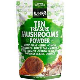 WIXAR NATURALS Wixar - Polvo de hongos  Mezcla de suplemento de extracto de hongos del tesoro para café y batidos  Melena de leones, cola de pavo,... 