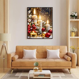 AIBOERL Diamond Painting Kits for Adults - Christmas Candles DIY 5D Diamond Art Kits Full Drill Diamond Dots Paintings with Diamonds Gem Art and Crafts Home Decor 12x16inch