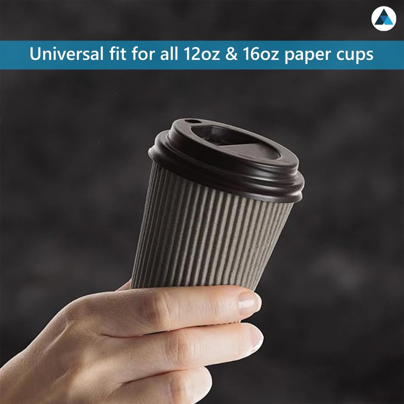 Nationwide Paper Black 8oz Plastic Lids for Coffee Cup, Insulated
