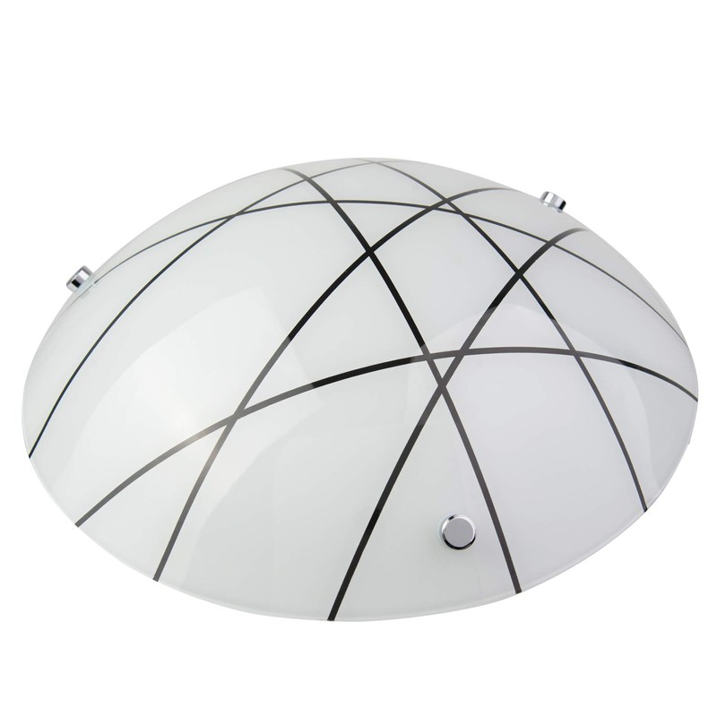 Crosbie Glass Ceiling Uplighter Pendant Shade - White/Black/Chrome - Easy