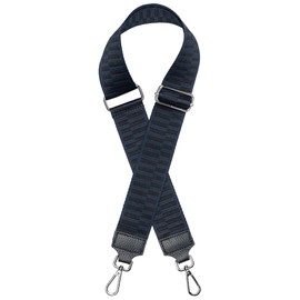 Caspar BSG03 Wide Leather/Textile Shoulder Strap with Silver Carabiner for Handbag, darkblue