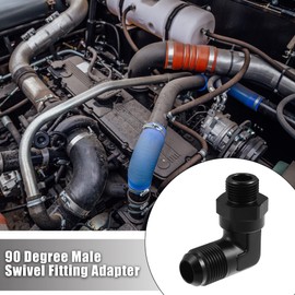 X AUTOHAUX 90 Degree 10AN Flare to 8AN ORB Port Male Fuel Pump Rail Adapter Swivel Fuel Fitting Adapters with O Ring for Car Aluminum Alloy