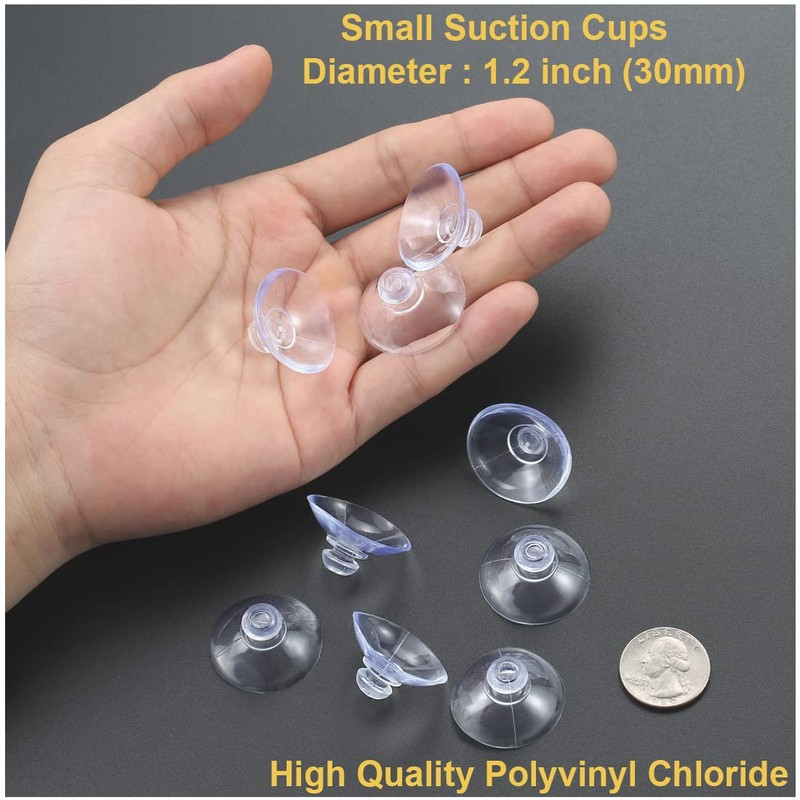 LuluEasy 12 Pieces 1.2 inch Small Clear Suction Cups for