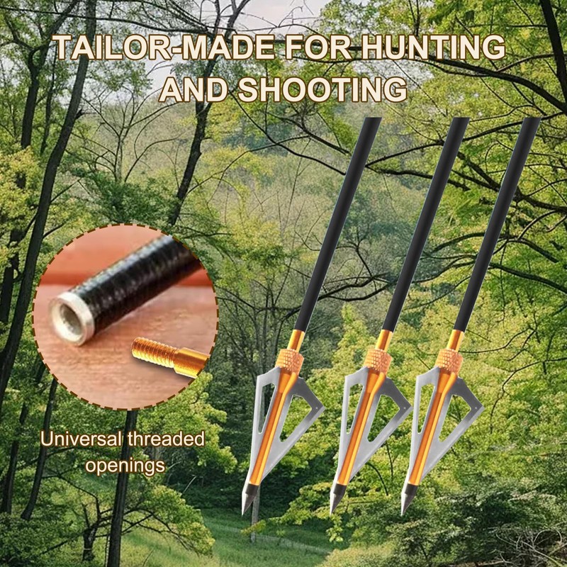 KURUGEILI 12 Pack Hunting Broadheads with Storage Case 3 Blades