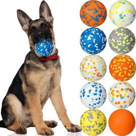 Lenwen 10 Pcs Dog Toy Ball for Aggressive Chewers Interactive Dog Ball Dog Toy for Boredom and Stimulating Bouncy Floating Ball Rubber Ball for Large Medium Small Puppy (Bright Color,3 Inch)