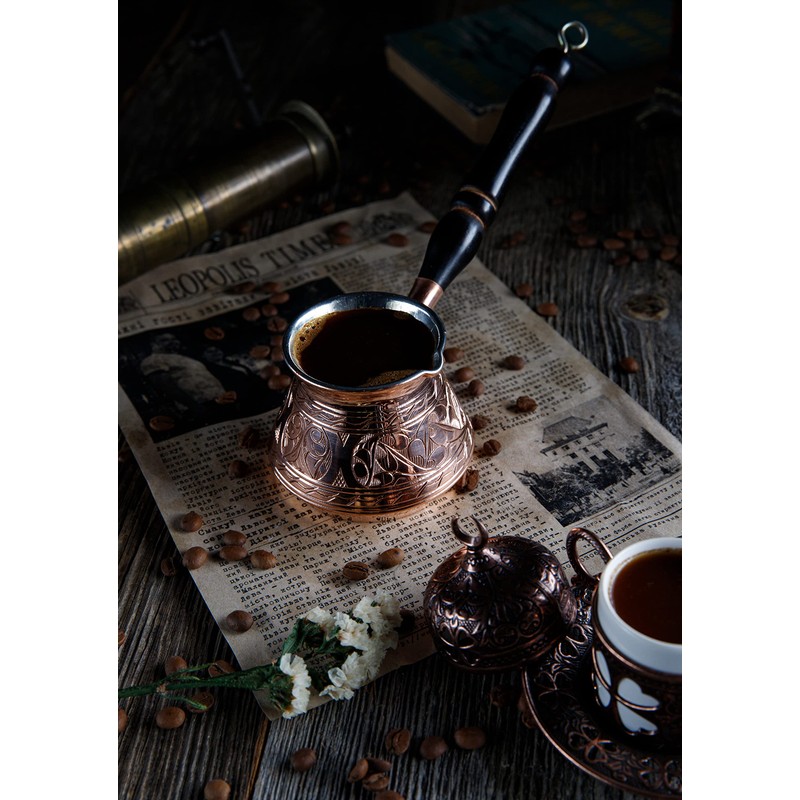 DEMMEX Thickest Copper Turkish Greek Arabic Coffee Pot, Stovetop Coffee