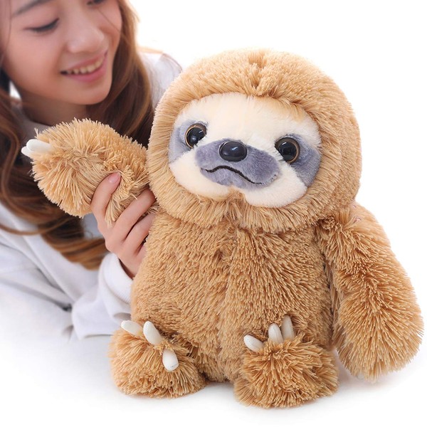 Winsterch Sloth Stuffed Animal Plush Sloth Bear Toys Kids Gift Baby Doll ,Brown Sloth Toy 15.7''