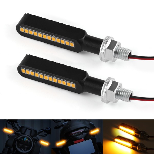 iFunyLED 2PCS Flowing LED Motorcycle Turn Signal Lights, Aluminum Alloy