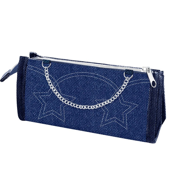 Q-LiA Cool Navy Pen Case, Coolier Pen Pouch, Fancy Denim