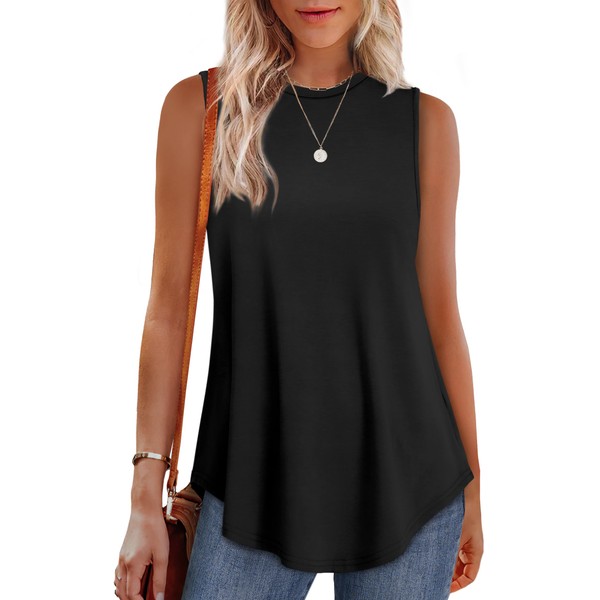 OFEEFAN Womens Tops Summer 2025 High Neck Black Tank Top