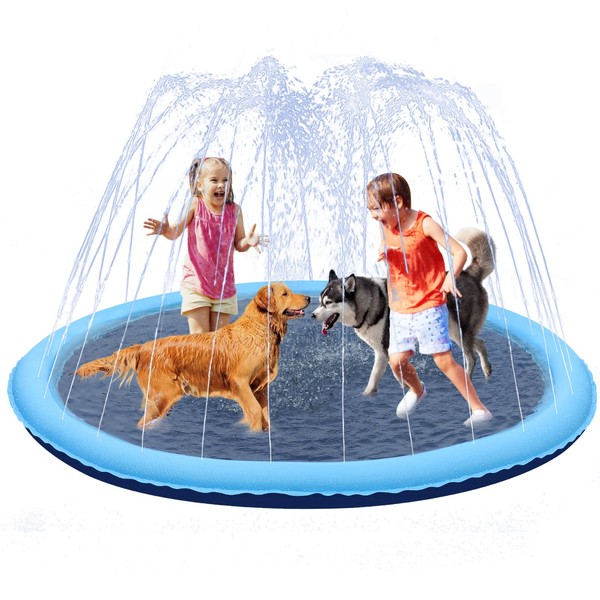 Splash Pad - Splash Pad for Dogs and Kids, Dog Splash Pad 67'', Inflatable Water Summer Pool Toys, Outdoor Play Mat for Kids & Toddlers - Navy