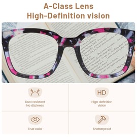 JiSoo Womens Reading Glasses 3.5 Oversized Readers for Women Designer Reading Glasses Women with Spring Hinge, Pink Quartz 3.5