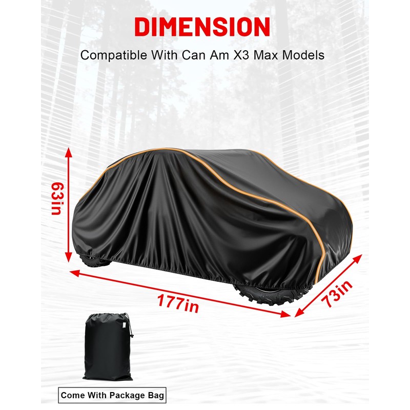 StarknightMT X3 Max Cover, 420D 4 Seaters UTV Cover Compatible