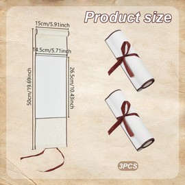 WEBEEDY 3 Pcs Blank Scroll Paper for Writing, Hanging Scroll Paper with Wood Rods Wall Mounted Blank Scroll for Chinese Calligraphy, Painting, Home Hanging Decoration, 50x15cm/19.69x5.91''