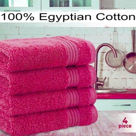 Textile Do 4 X Luxury Face Cloth Towel Set (30 x 30 cm-800 GSM) 100% Egyptian Cotton Wash Cloths Super Soft Flannels Face Cloths for Gym Spa Bathroom (Cotton, Pink)