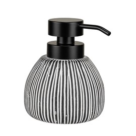 WENKO Pascoli Soap Dispenser Elegant Freestanding Ceramic Dispenser for Bathroom 0.5 L Black and White Textured 11 x 13 x 12 cm Ceramic Plastic