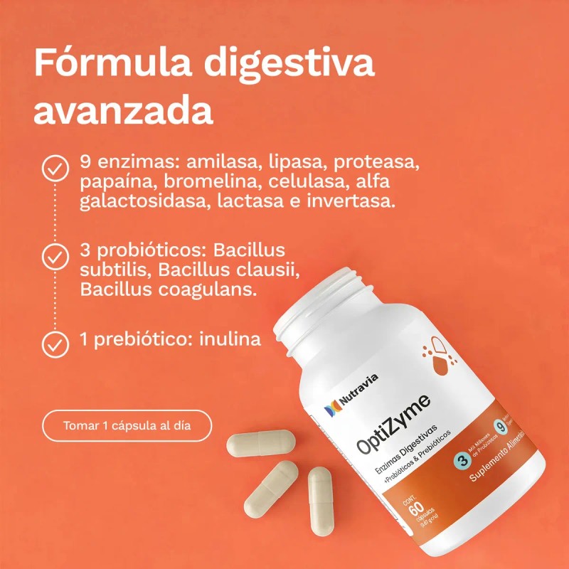 Enzimas Digestivas Inulina Optizyme Capsulas Sabor Nutravia