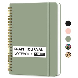 Taja Graph Spiral Journal Notebook for Women & Men, 140 Pages, Graph Paper Hardcover Notebook for Planning & Tracking, Journals for Graphing, A5(6"x8") - Green