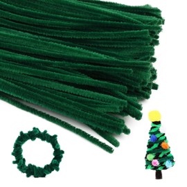 150 Pieces Christmas Pipe Cleaners Chenille Stem, Dark Green Craft Pipe Cleaners,DIY Craft,Fuzzy Sticks Pipe Cleaners Bulk for Arts and Crafts, Xmas Home Decoration