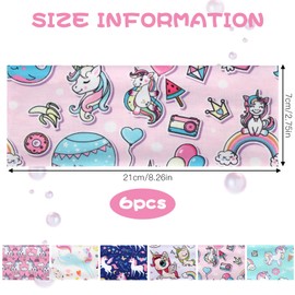 Pack of 6 Girls' Headbands, Unicorn Headbands, Elastic Wide Versatile Hair Bands, Girls, 4-15 Years for Sports, Leisure, Make-Up (6 Styles)