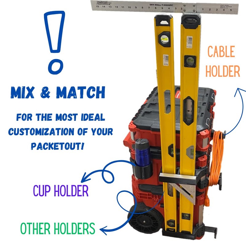 Level Holder Compatible with Milwaukee Packout by 3Dbility (Right Side