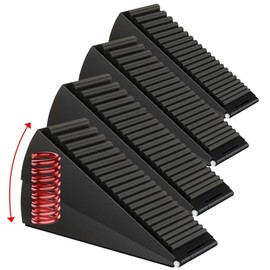 Paquete de 4 topes de puerta de resorte ajustables resistentes, 3 pulgadas de alto, tope de cuña de metal grande, tope de puerta de goma más fuerte pa