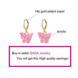 Butterfly Earrings Tiny Hoop Earrings Colorful Acrylic Butterfly Earrings For Women (Small acrylic butterfly)