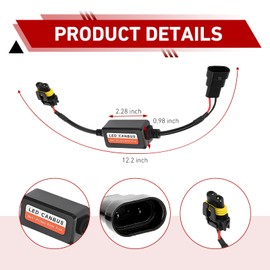 lekiliky 2PCS Car LED Bulb Decoder, Vehicle 9006 HB4 9012 Bulb Lighting System Fault Decoder, Plug & Play Anti Flicker Wiring Harness Adapter for Radio Audio LED Filter, for Most Vehicles (Black)