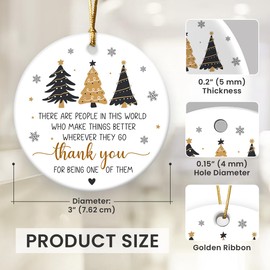 Gift Glow Thank You Gifts for Women, Boss, Friend, Coworkers - Thank You Ornament for Christmas Tree Decorations, Employee Appreciation Gifts, Ceramic Christmas Hanging Ornaments 2024