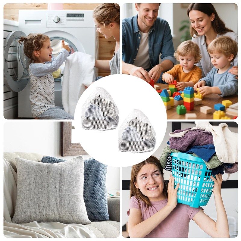 2 Pcs Net Laundry Bags, Drawstring Mesh Laundry Bag, Reusable