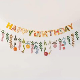 PRIMROSE LANE Birthday Decoration, Paper Garland, Party Decoration, Colorful, Elegant, Baby Shower, Banner, Stylish, Celebration, Girls, Flowers, Beautiful Flower and Leaf Paper Garland (Floral Letter + Flower Garland)