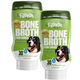 Furvor Mobility Support Beef Bone Broth for Dogs | Hip & Joint Support for Dogs | Glucosamine & Amino Acid Boosted | Human Grade Ingredients | Just add Water | Made in USA, 16 oz, 2 Pack