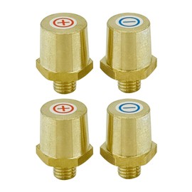 Ampper 3/8"-16 Thread Male Brass Side Post Battery Charging Post Terminals, Standard Side Post 3/8" Battery Post Adapter (+/-) Compatible with GM Post, Pack of 4